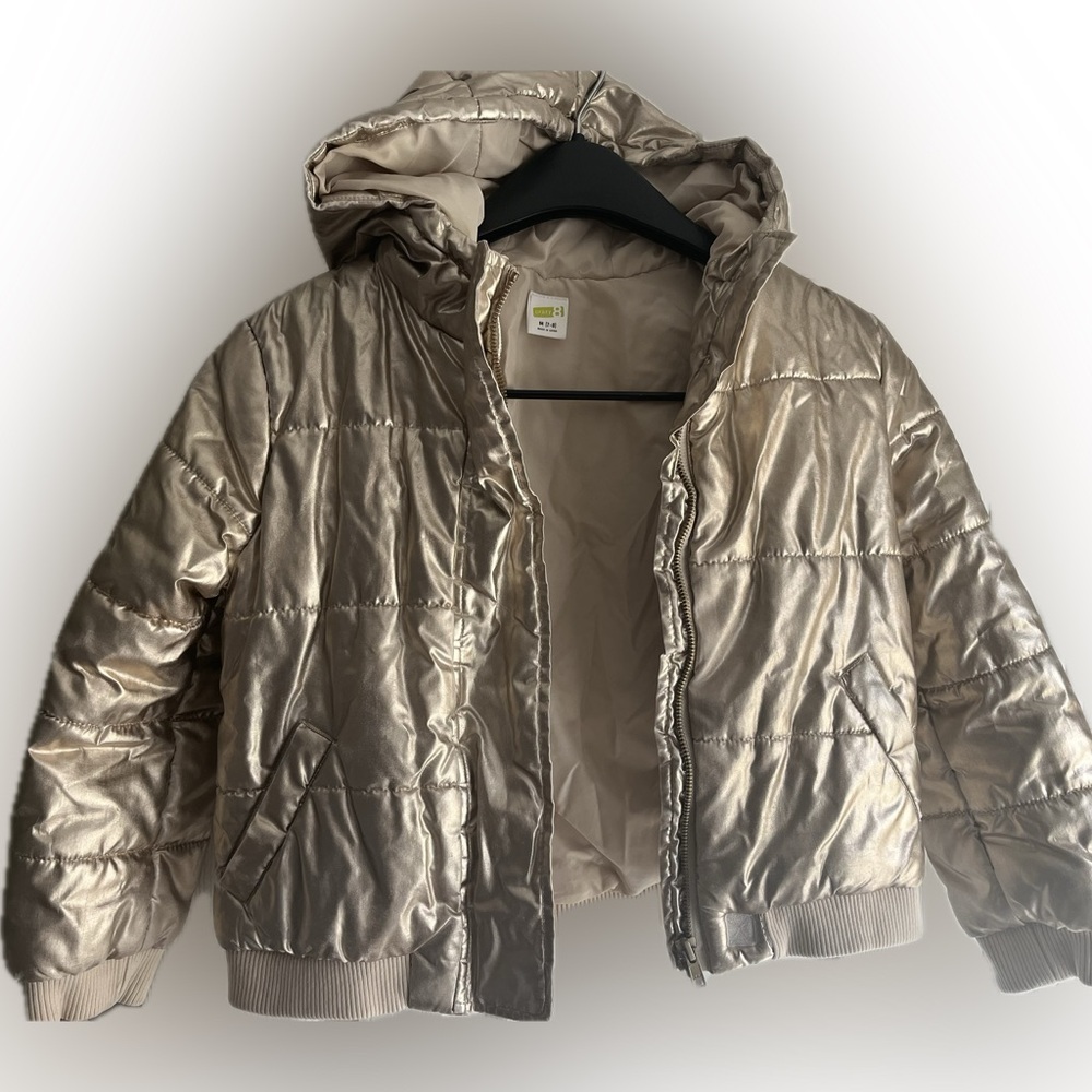 Crazy 8 gold metallic puffer coat girls size‎ 7/8
